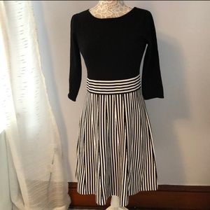 Black and White Fit and Flare Dress